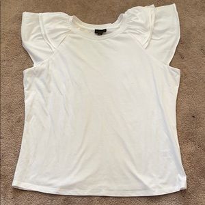 NWOT Anthropologie ruffle cap sleeve white tee